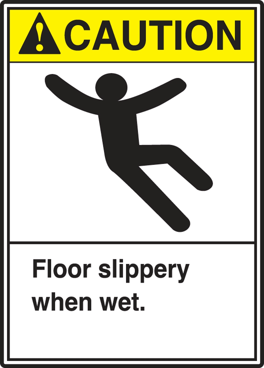 Floor Slippery When Wet Ansi Caution Safety Label Lstf602