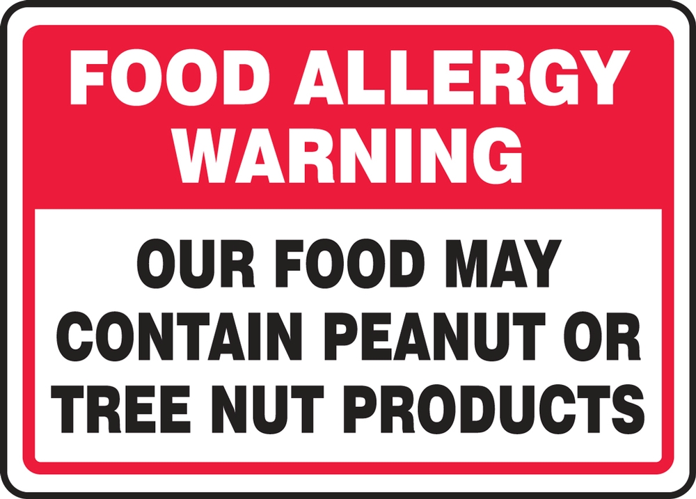 Warning May Contain Nuts embossed metal sign ga 