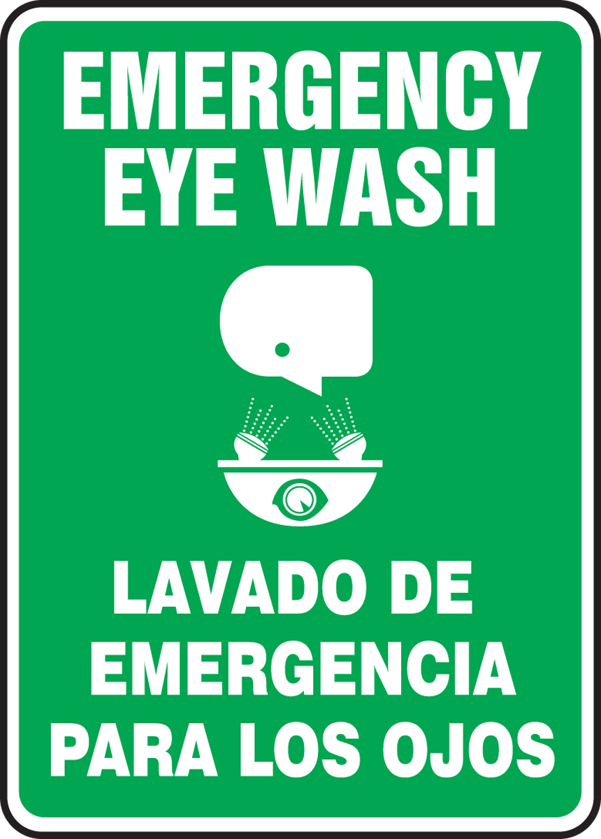 EMERGENCY EYE WASH (W/GRAPHIC) (BILINGUAL)