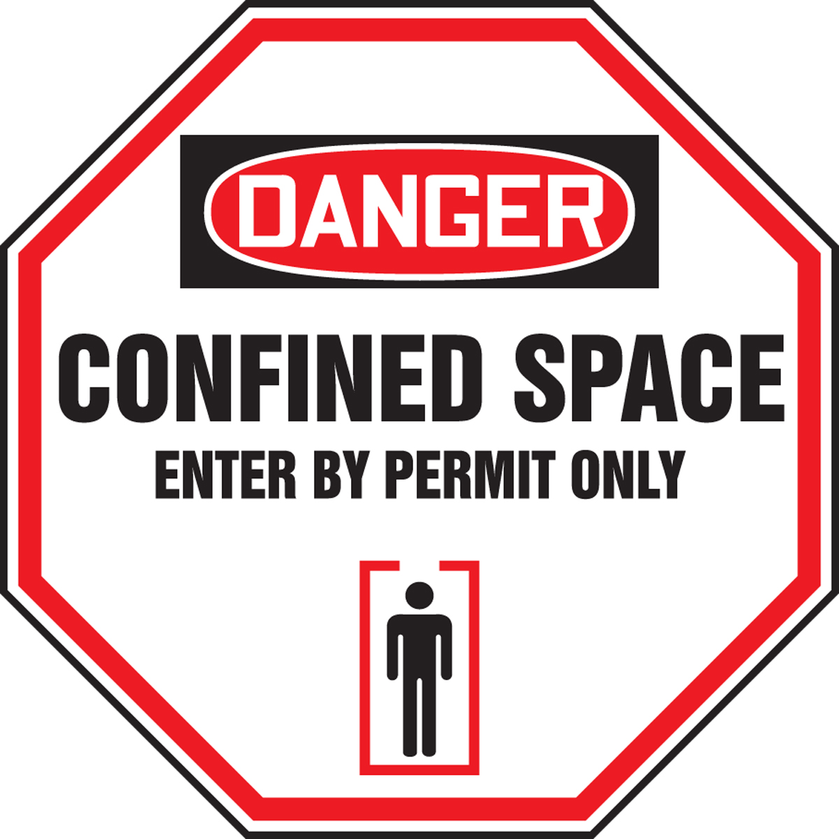 DANGER CONFINED SPACE ENTER BY PERMIT ONLY (W/GRAPHIC)