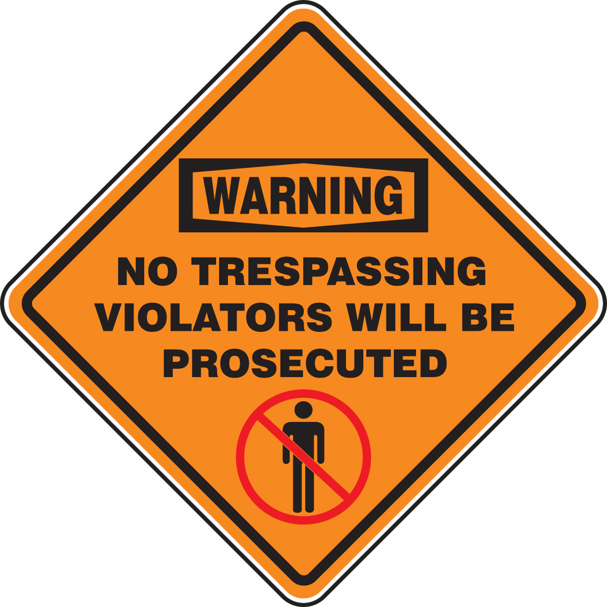 WARNING NO TRESPASSING VIOLATORS WILL BE PROSECUTED (W/GRAPHIC)
