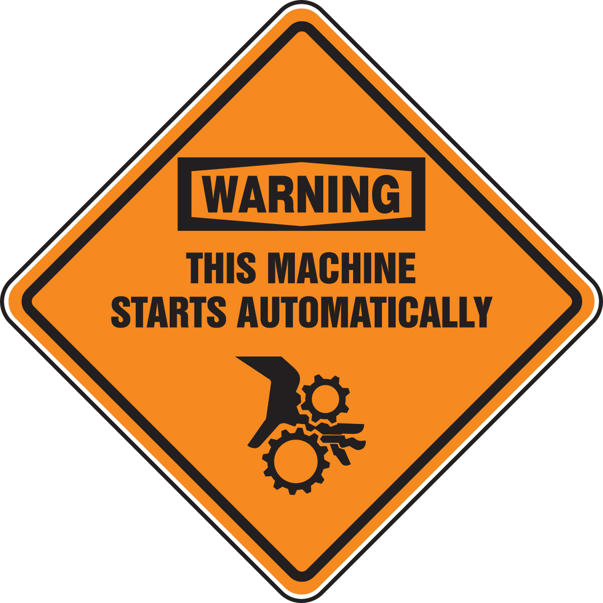 WARNING THIS MACHINE STARTS AUTOMATICALLY (W/GRAPHIC)