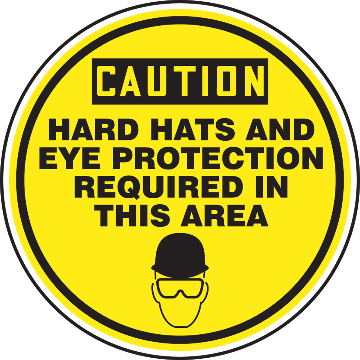 CAUTION HARD HATS AND EYE PROTECTION REQUIRED IN THIS AREA (W/GRAPHIC)