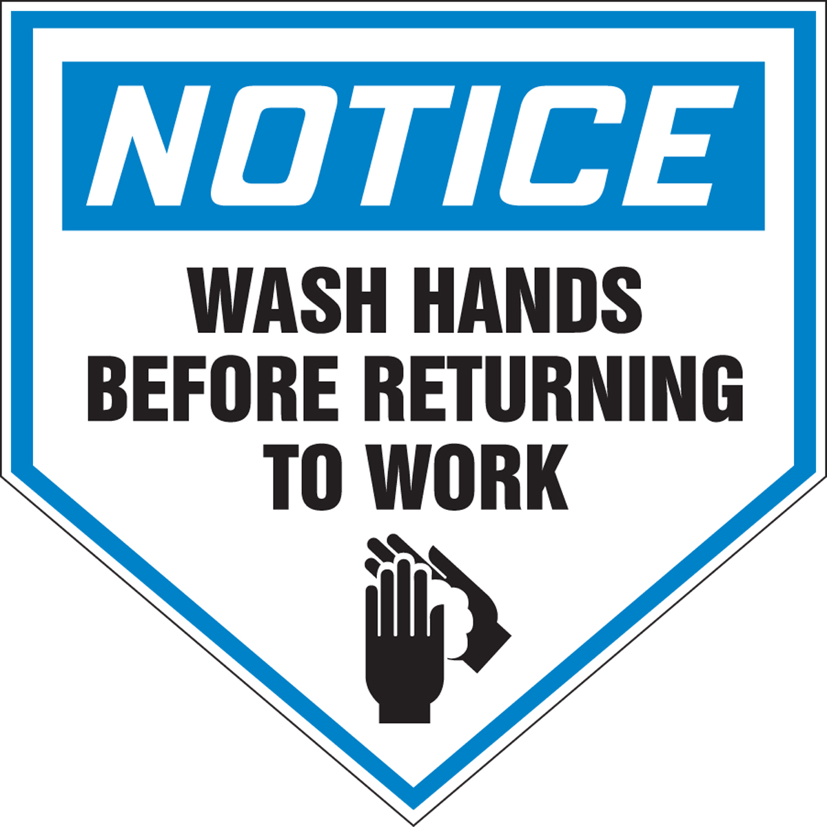 NOTICE WASH HANDS BEFORE RETURNING TO WORK (W/GRAPHIC)