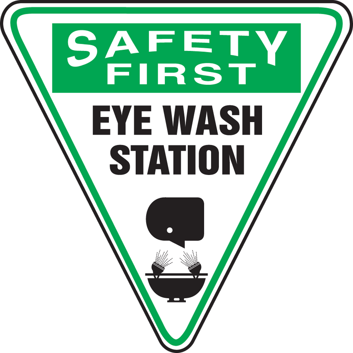 OSHA Safety First Safety Sign Eye Wash Station (Upside Down Triangle) (MSHP910VS)