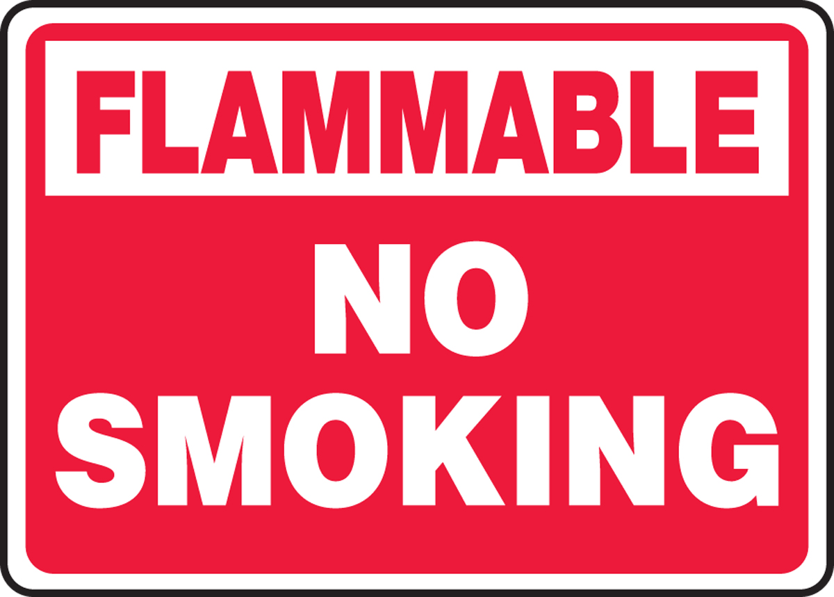 Sign Red/Black on White Accuform MCHL007VA LegendDANGER FLAMMABLE AREA NO SMOKING WITHIN 50 FT 10 Height Aluminum 10 Length 14 Wide 0.040 Thickness 