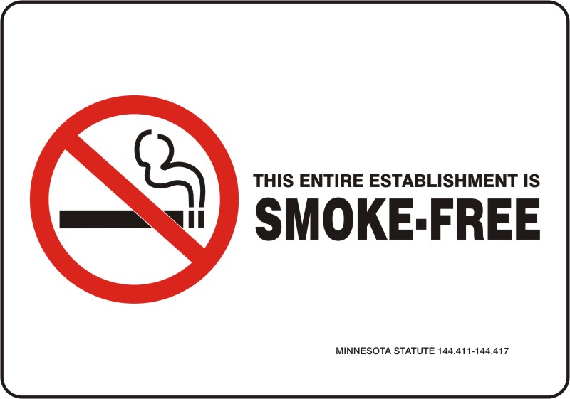 THIS ENTIRE ESTABLISHMENT IS SMOKE-FREE MINNESOTA STATUE 144.411-144.417