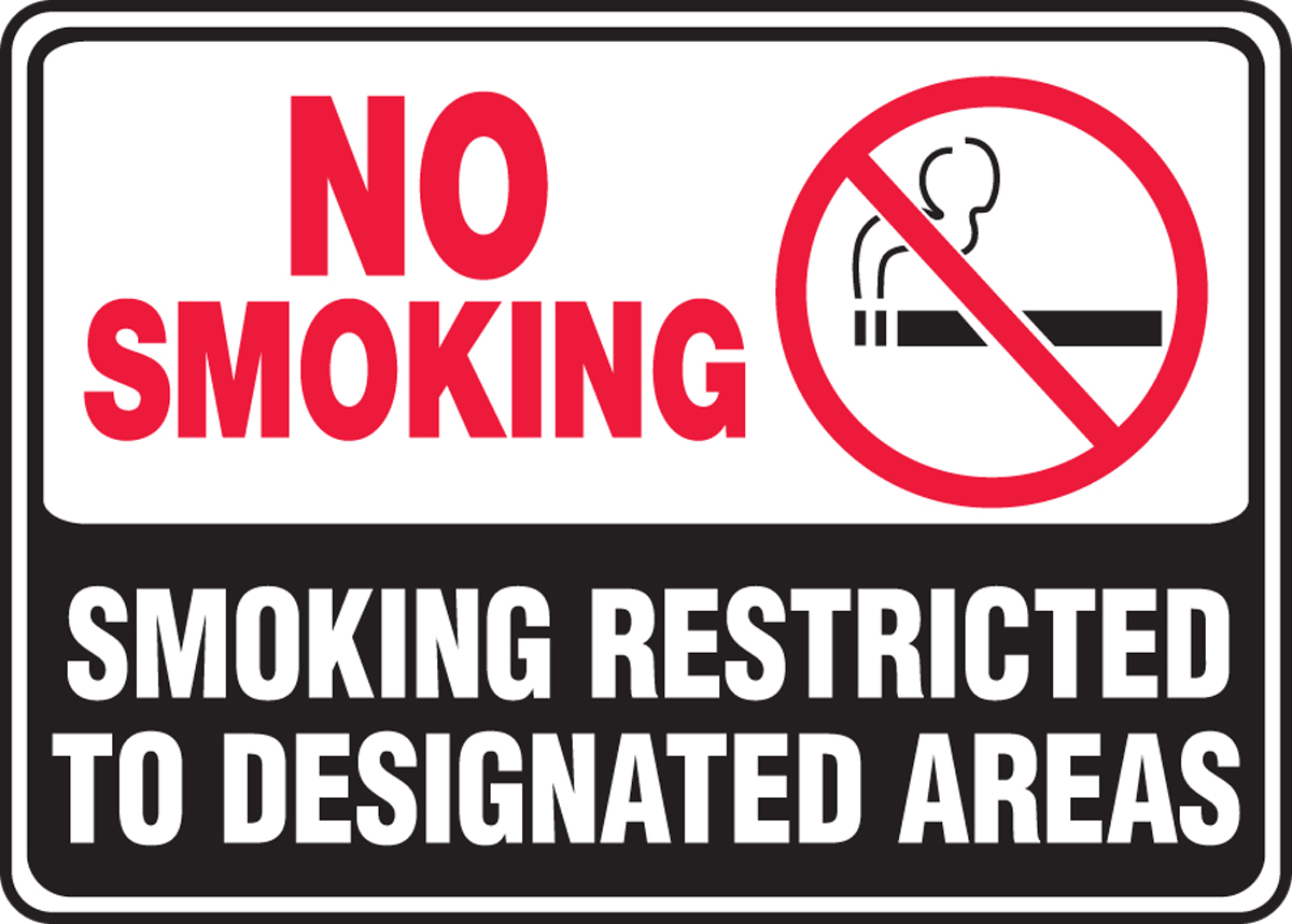 NO SMOKING SMOKING RESTRICTED TO DESIGNATED AREA (W/GRAPHIC)