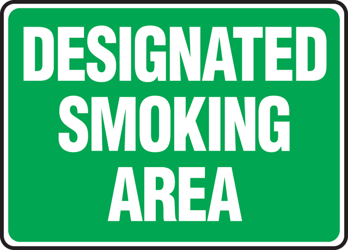 This is a designated smoking area safety sign 