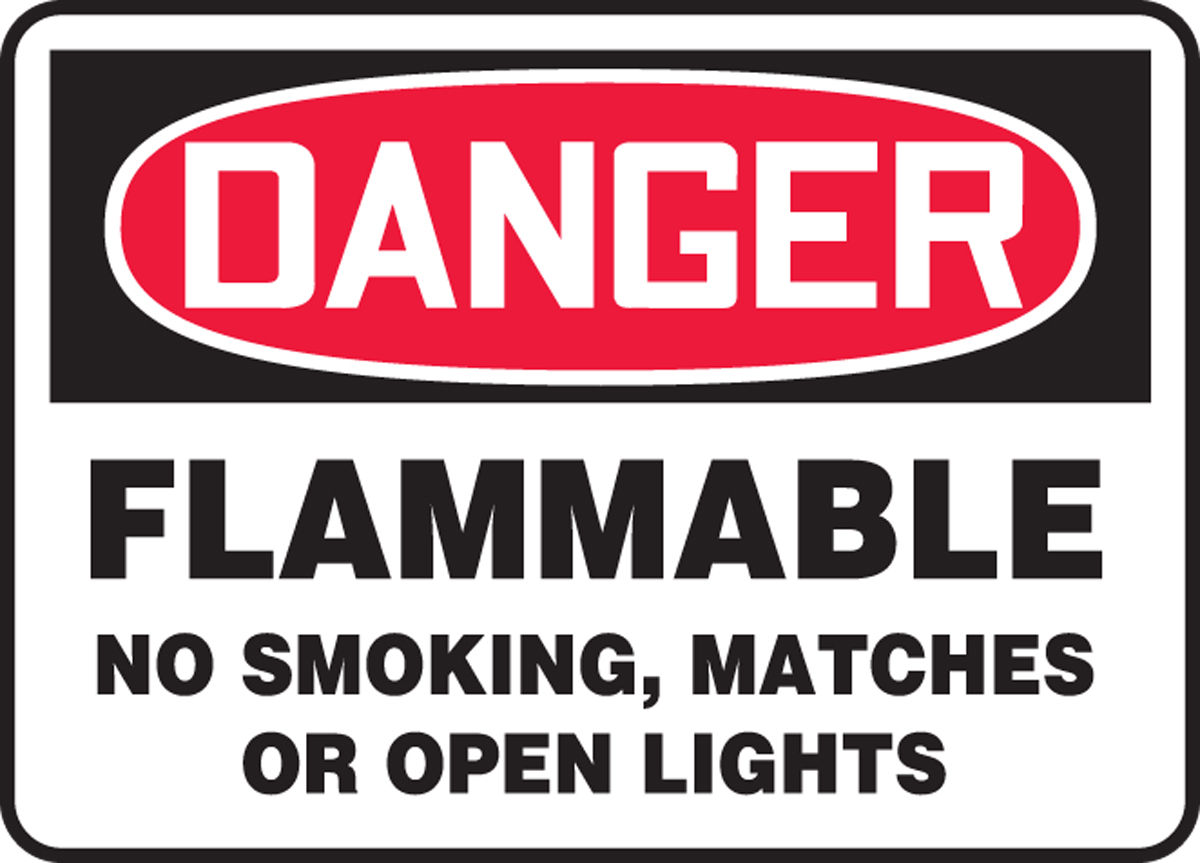 AccuformDanger Flammable Material No Smoking Or Open Flames Safety Sign MSMK251XL 7 x 10 Inches Aluma-Lite 