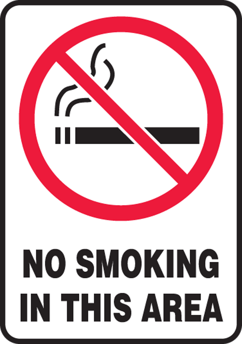 No smoking in this area safety sign 