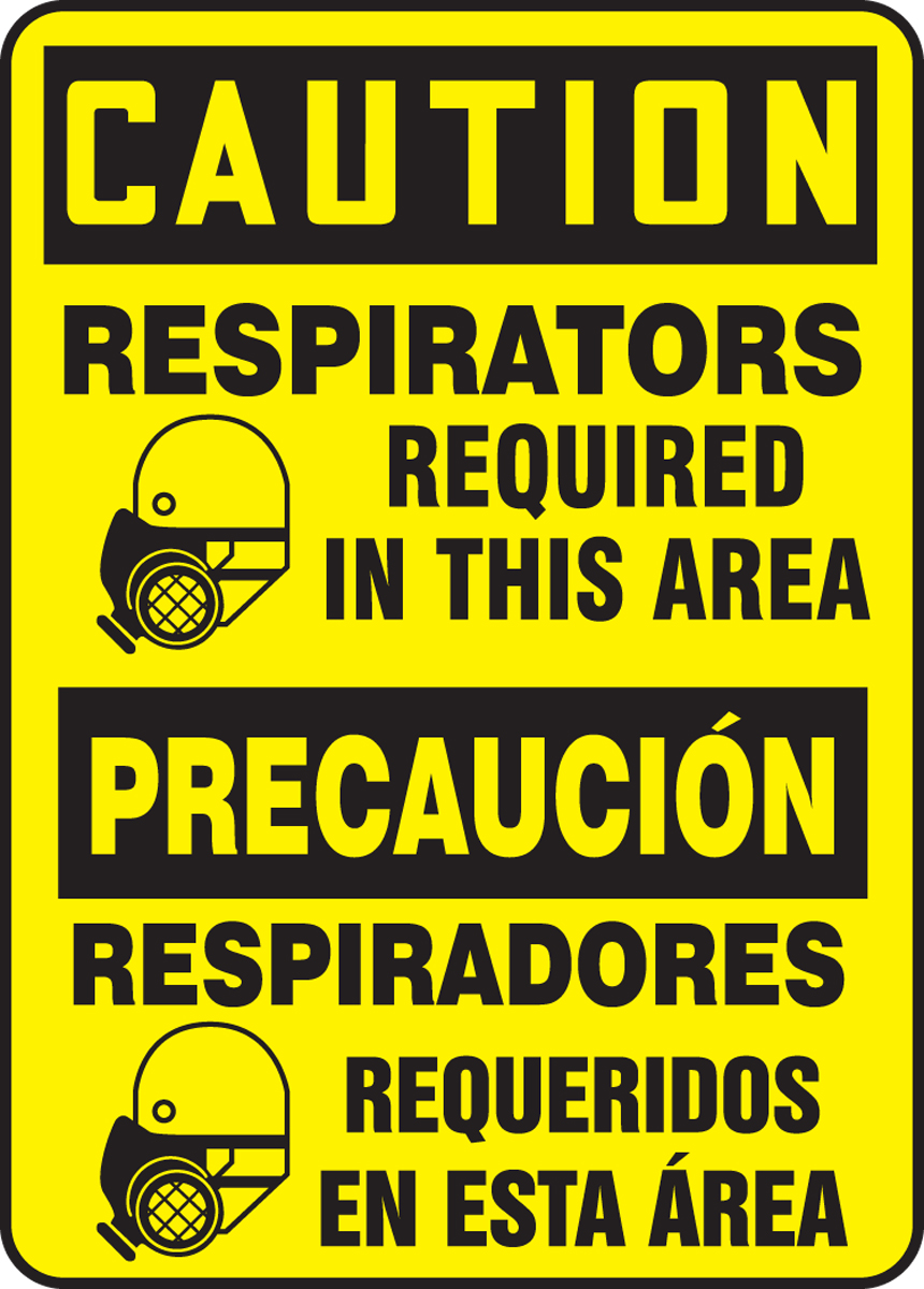 RESPIRATORS REQUIRED IN THIS AREA (W/GRAPHIC) (BILINGUAL)