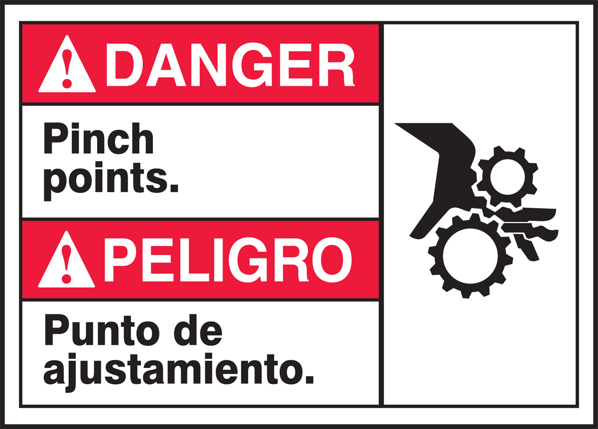 DANGER PINCH POINT SAFETY DECAL STICKER BILINGUAL Lot of 5 FREE SHIPPING 