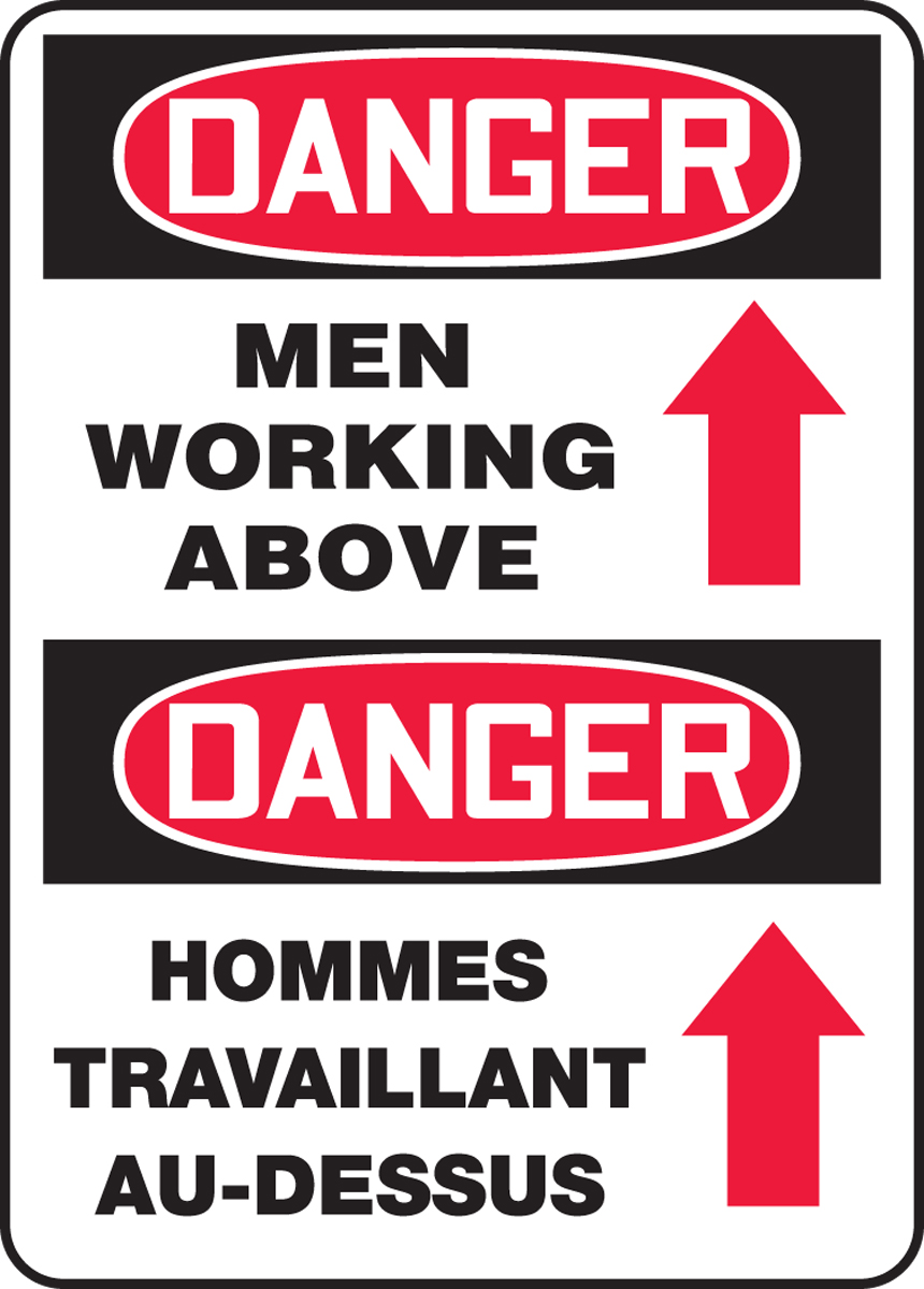 DANGER MEN WORKING ABOVE (ARROW)
