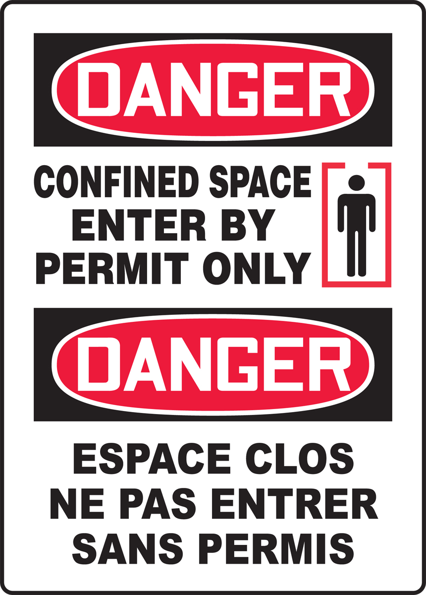 DANGER CONFINED SPACE ENTER BY PERMIT ONLY (W/GRAPHIC)