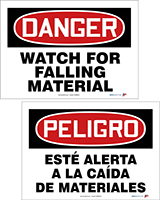 DANGER WATCH FOR FALLING MATERIAL / PELIGRO ESTÉ ALERTA A LA CAlDA DE MATERIALES