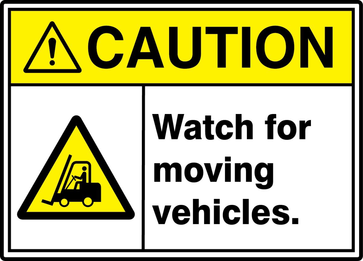 Warning moving vehicles garage safety sign GAR03 durable and weatherproof 