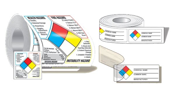 NFPA labels in varied formats
