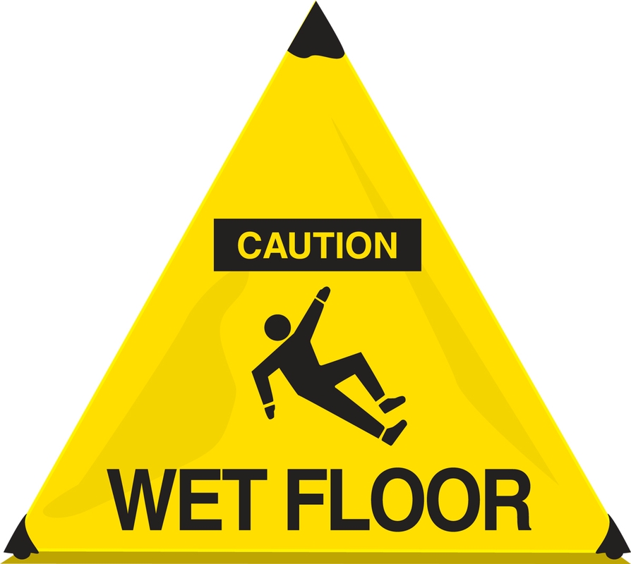 Handy Cone Floor Sign 3 Sided Pyramid 18 in Yellow DO NOT ENTER RESTROOM CLOSED FOR CLEANING 