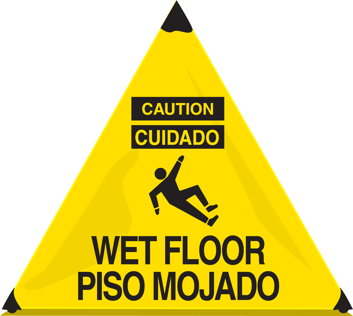 Wet Floor & Caution Multilingual Safety Warning Cone Sign Visibility Sign 