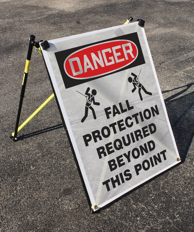 Plant & Facility, Header: DANGER, Legend: FALL PROTECTION REQUIRED BEYOUND THIS POINT