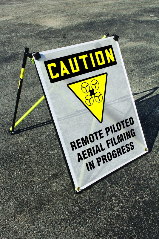 Drone Caution Safety Banner: Remote Piloted Aerial Filming In Progress