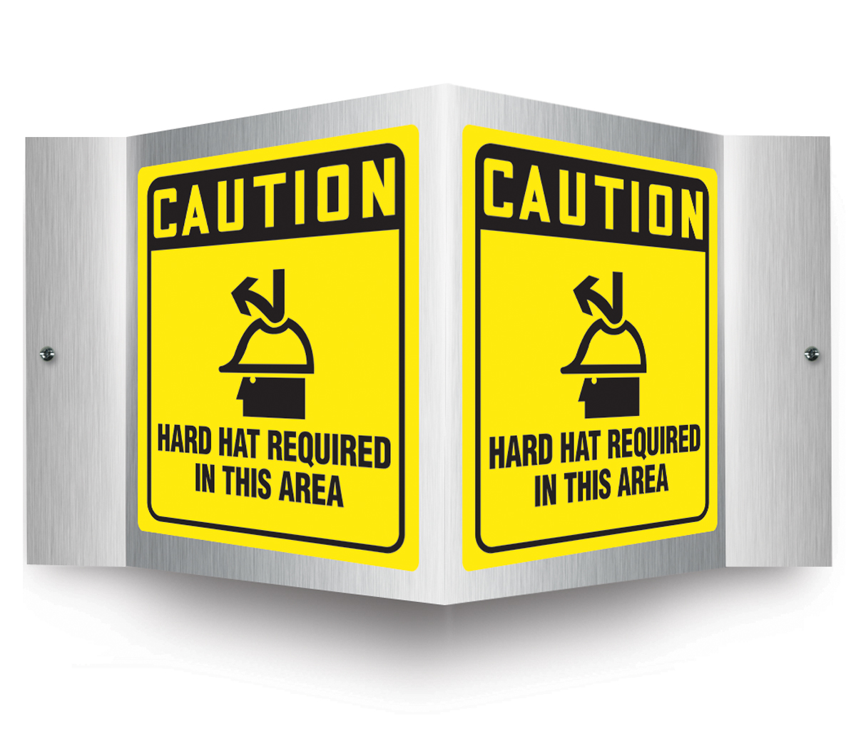 CAUTION HARD HAT REQUIRED IN THIS AREA W/GRAPHIC