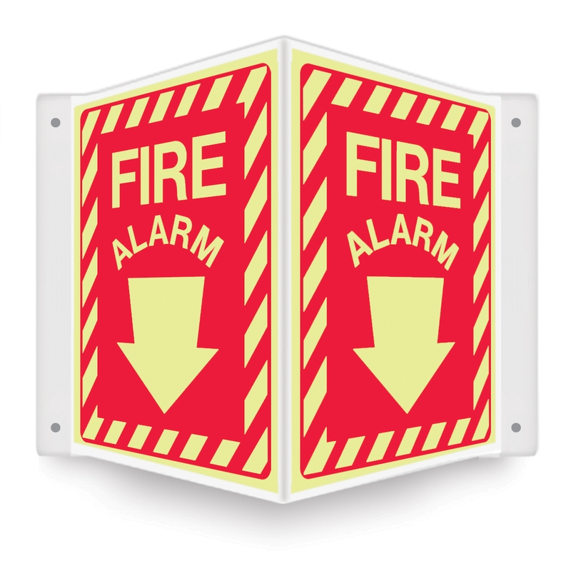 Safety Sign, Legend: FIRE ALARM (ARROW)