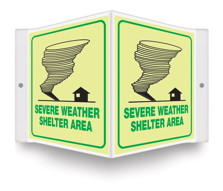 Safety Sign, Legend: SEVERE WEATHER SHELTER AREA