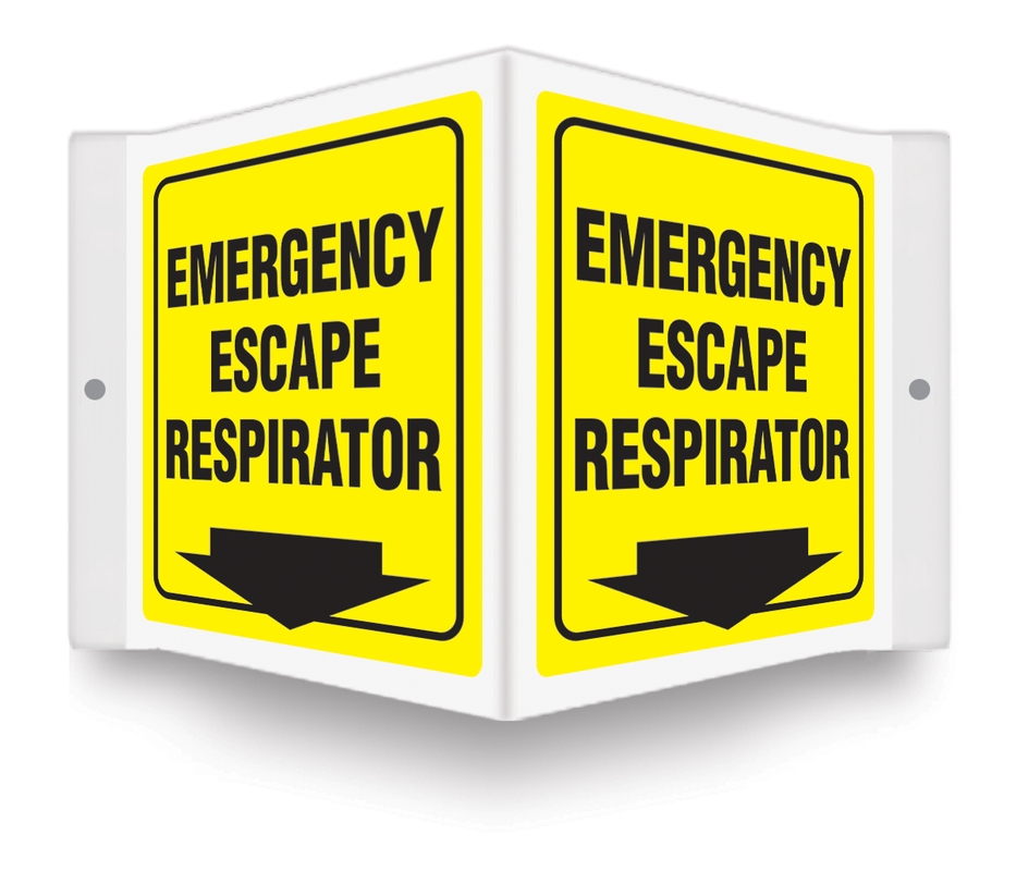 Safety Sign, Legend: EMERGENCY ESCAPE RESPIRATOR