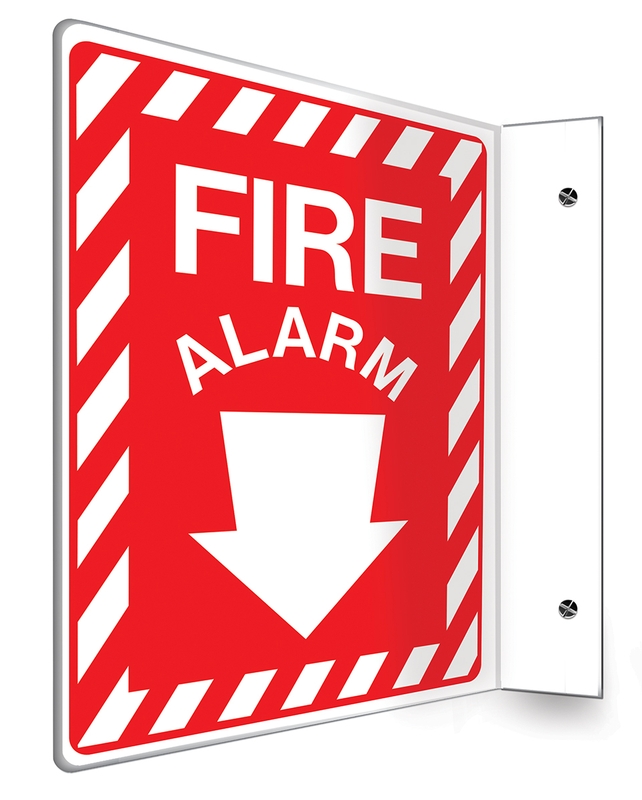 Safety Sign, Legend: FIRE ALARM (ARROW)