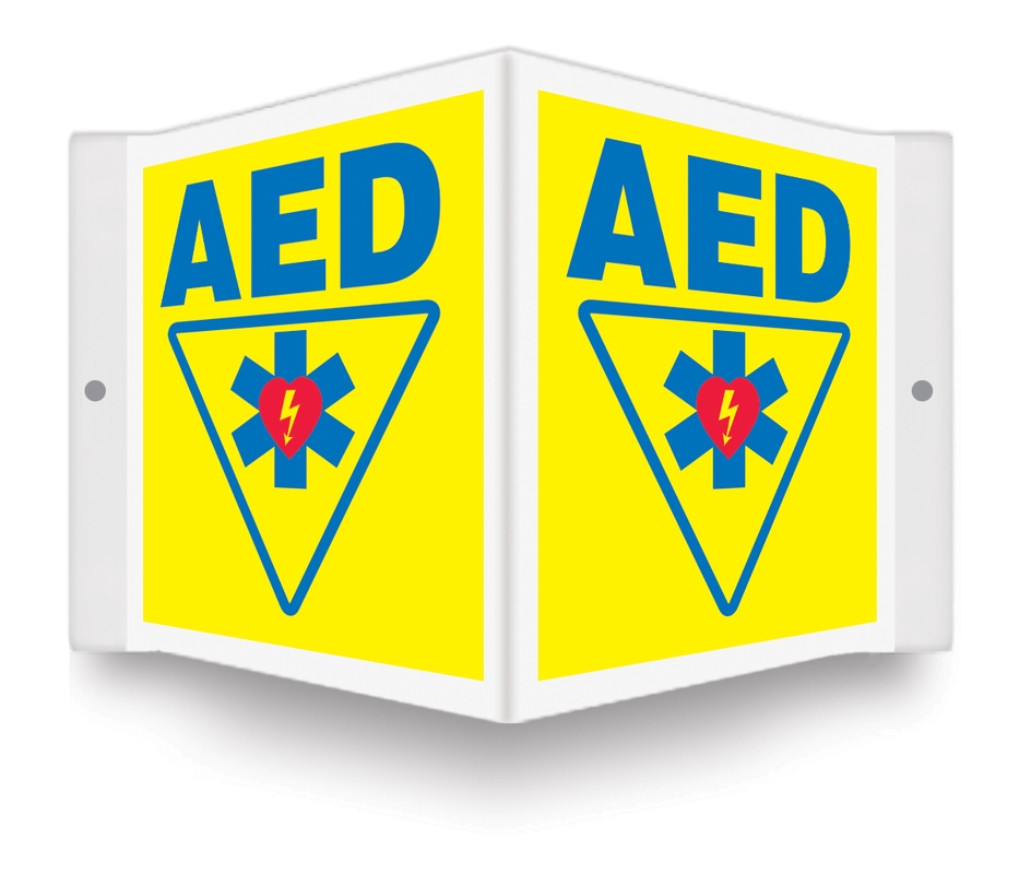 Safety Sign, Legend: AED (W/GRAPHIC)