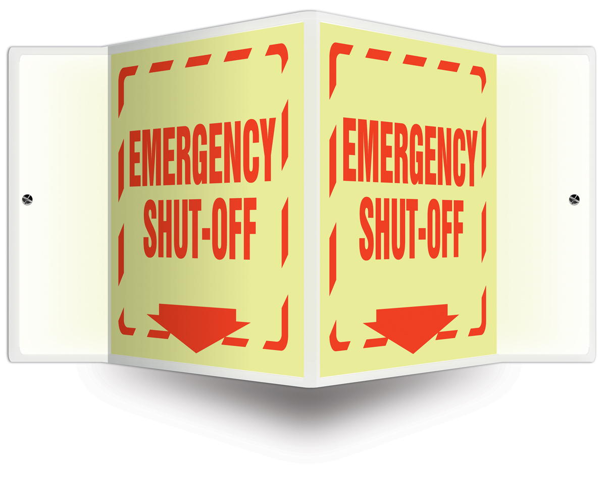 Safety Sign, Legend: EMERGENCY SHUT-OFF