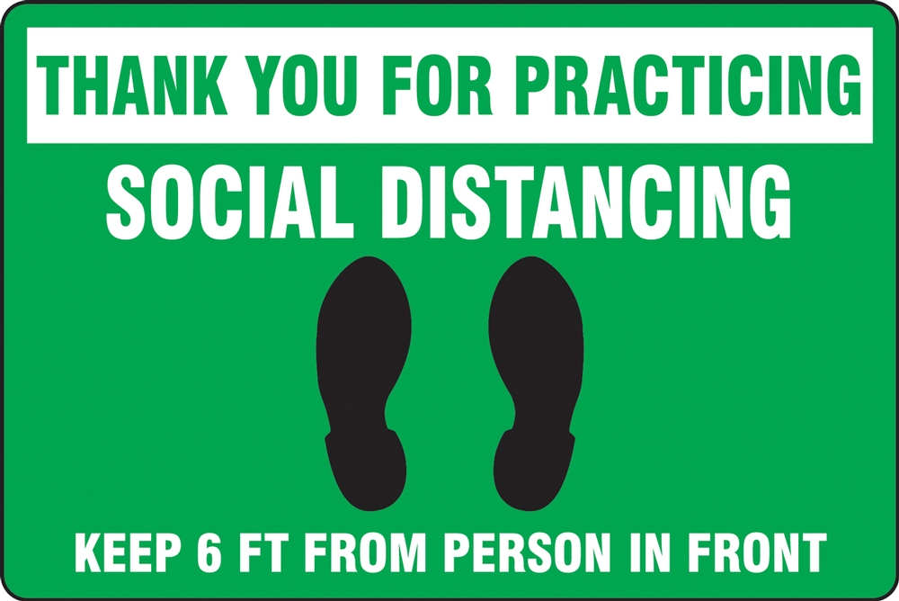 Slip-Gard™ Floor Sign: Thank You For Practicing Social Distancing