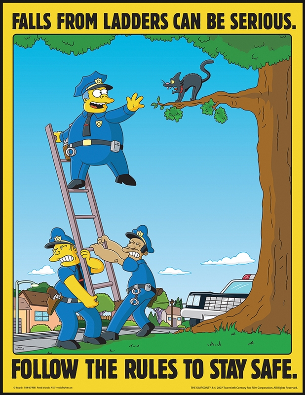 The Simpsons Safety Posters Falls From Ladders Can Be Serious S