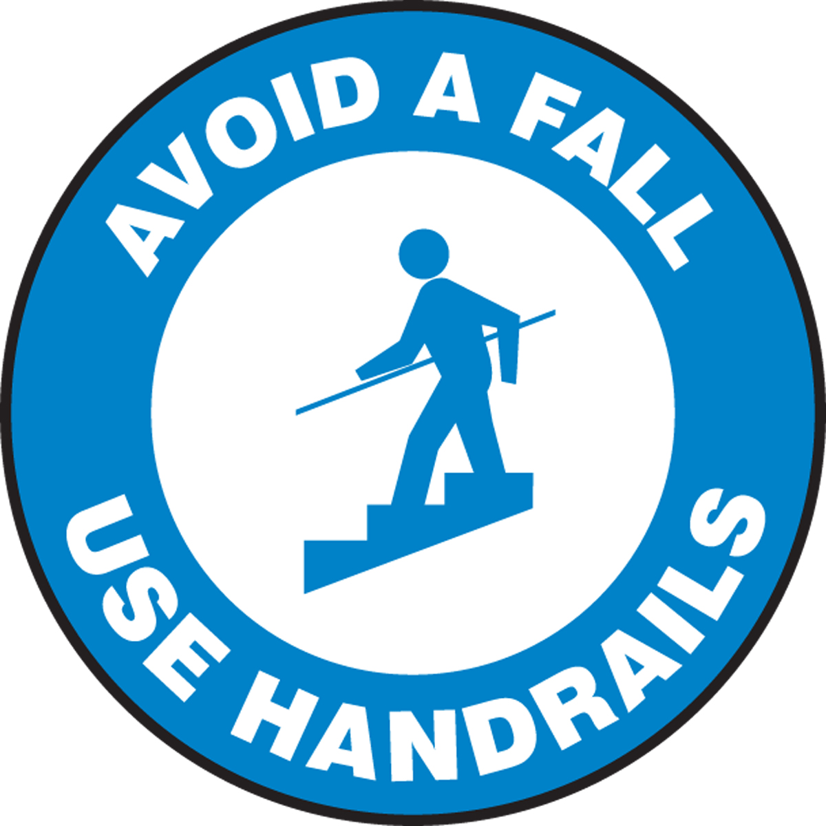 AVOID A FALL USE HANDRAILS W/GRAPHIC