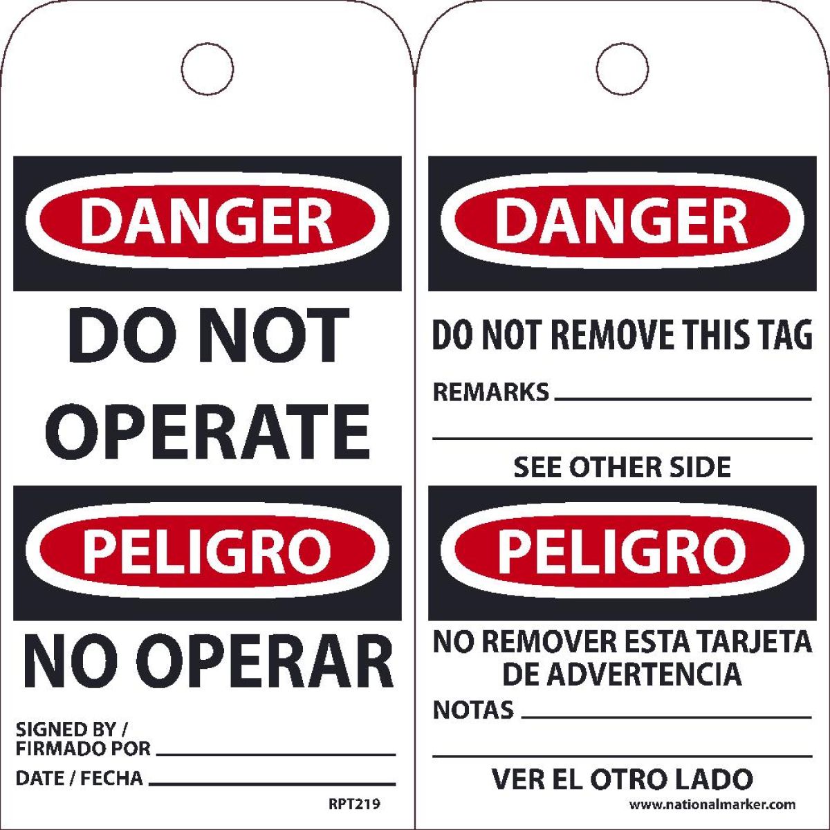 Danger Do Not OPERATE-Bilingual TAG