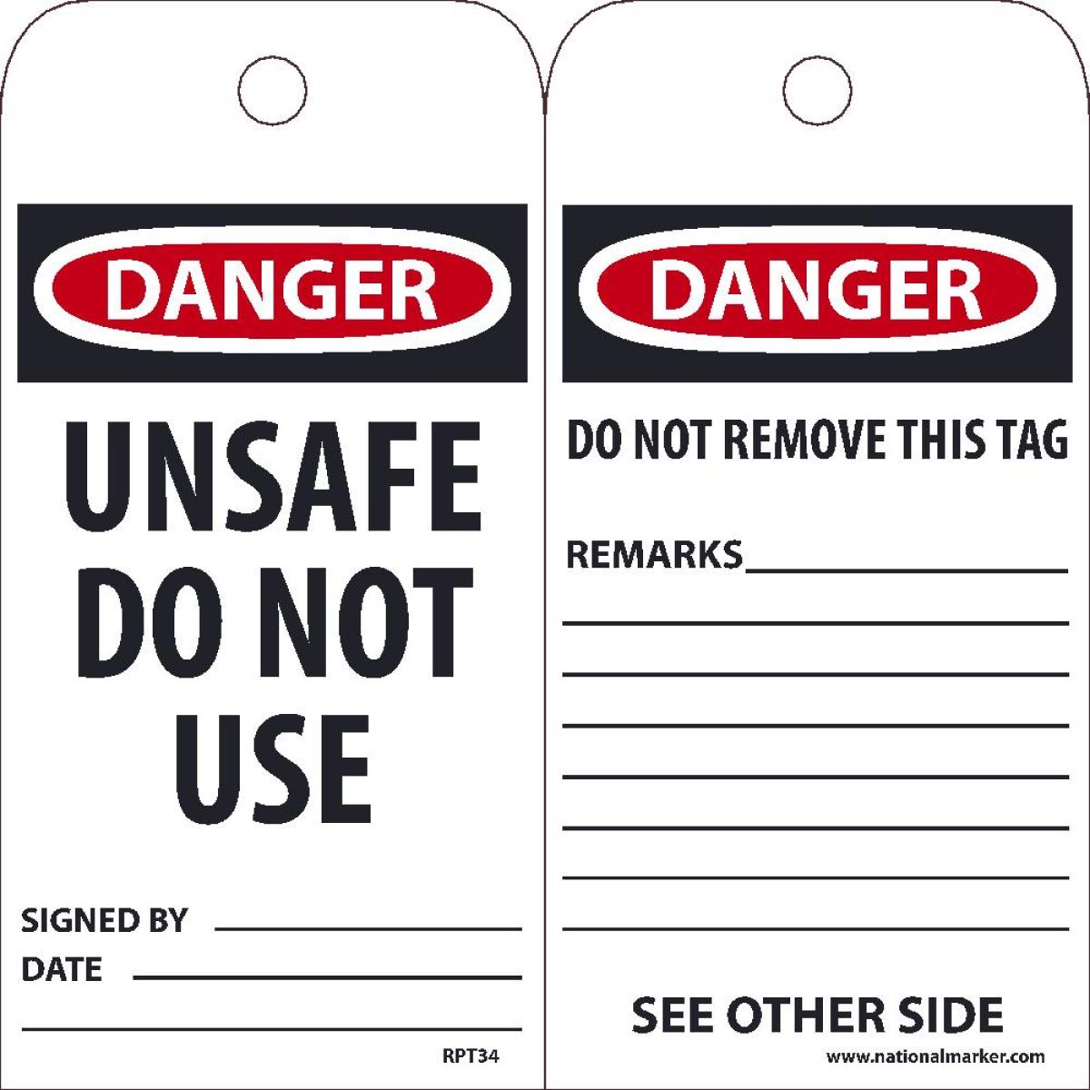 DANGER UNSAFE DO NOT USE SIGNED BY___ DATE___TAG