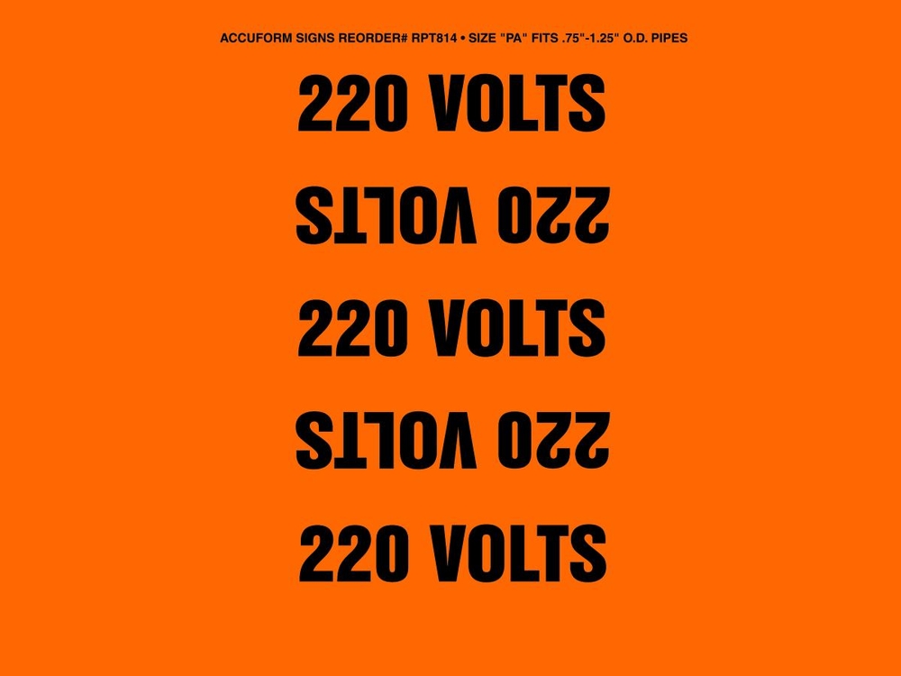 Labeling, Legend: 220 VOLTS