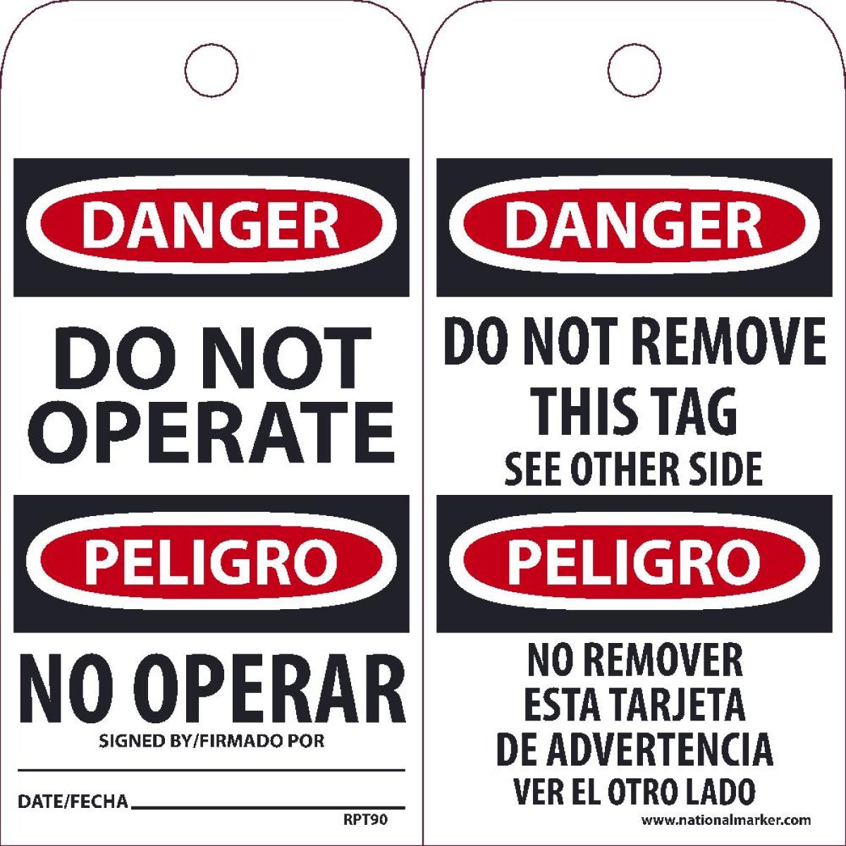 DANGER DO NOT OPERATE BILINGUAL TAG