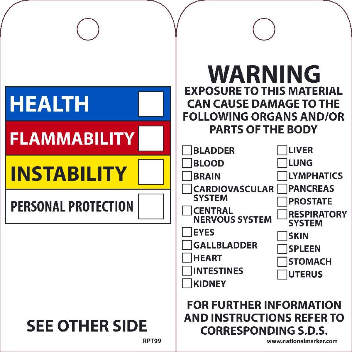 HAZARDOUS COMMUNICATIONS BAR TAG
