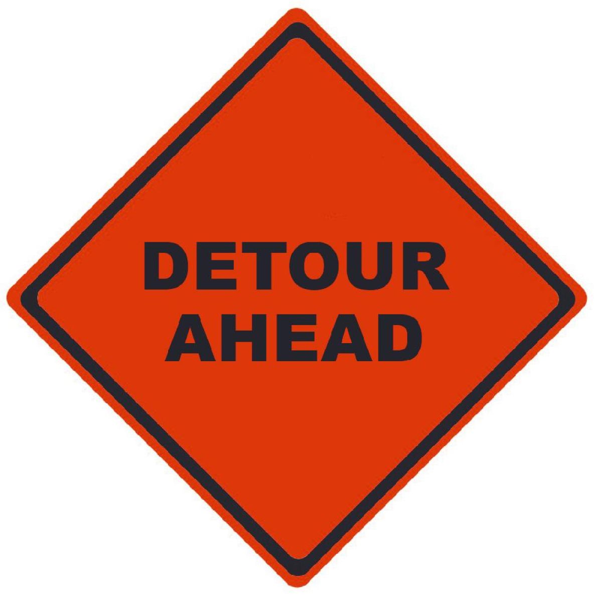 REFLECTIVE ROLL-UP DETOUR AHEAD SIGN