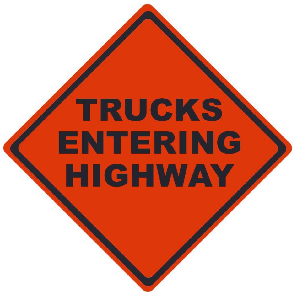 ROLL UP SIGN TRUCKS ENTERING HIGHWAY