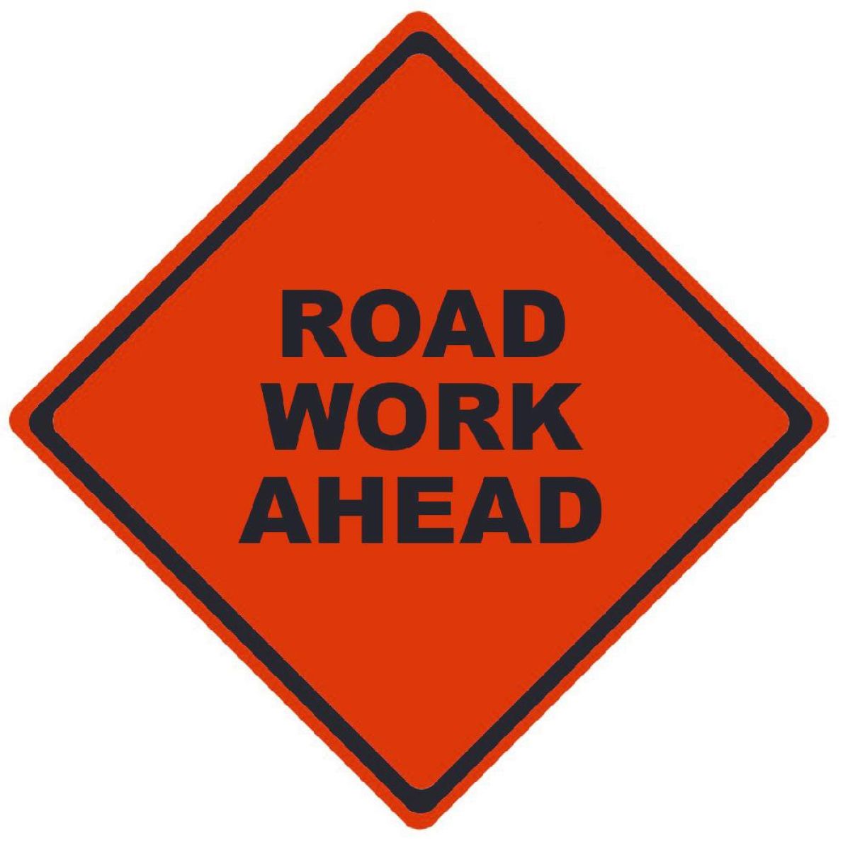 REFLECTIVE ROLL-UP ROAD WORK AHEAD SIGN