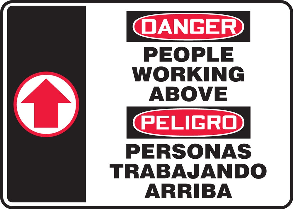 DANGER People Working Above (Up Arrow) PELIGRO PERSONAS TRABAJANDO ARRIBA
