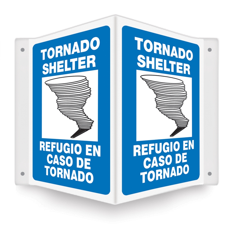 Safety Sign, Legend: TORNADO SHELTER (BILINGUAL - SPANISH)