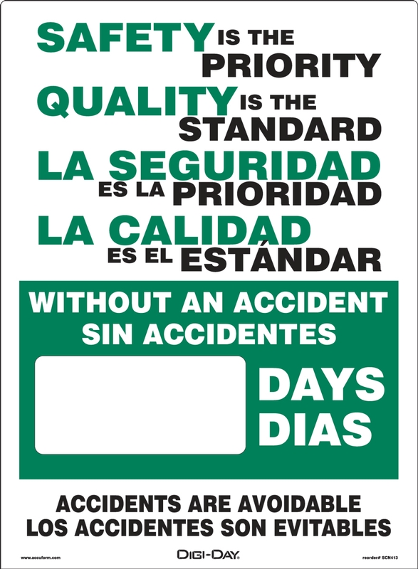 SAFETY IS THE PRIORITY QUALITY IS THE STANDARD WITHOUT AN ACCIDENT #### DAYS ACCIDENTS ARE AVOIDABLE (BILINUGAL - SPANISH)