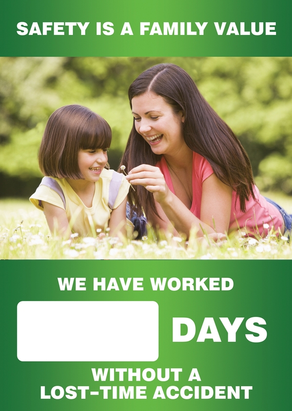 Digi-Day® 3 Magnetic Faces: Safety Is A Family Value (Spring Theme) - We Have Worked _ Days Without A Lost Time Accident
