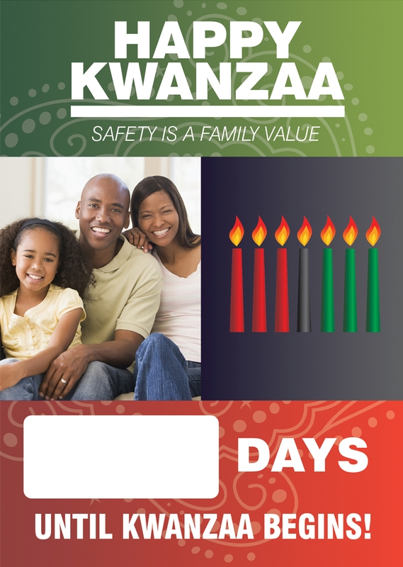 Digi-Day® 3 Magnetic Faces: Happy Kwanzaa - Safety Is A Family Value - _ Days until Kwanzaa Begins