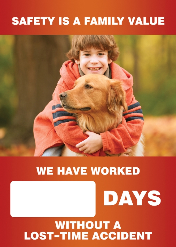 Digi-Day® 3 Magnetic Faces: Safety Is A Family Value (Autumn Theme) - WE Have Worked _ Days Without A Lost Time Accident